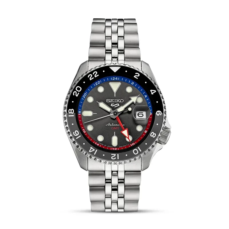Seiko 5 Sports GMT Pepsi Charcoal Dial Men’s Watch | SSK019J1